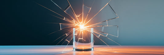 Glass shattering with light pouring out
